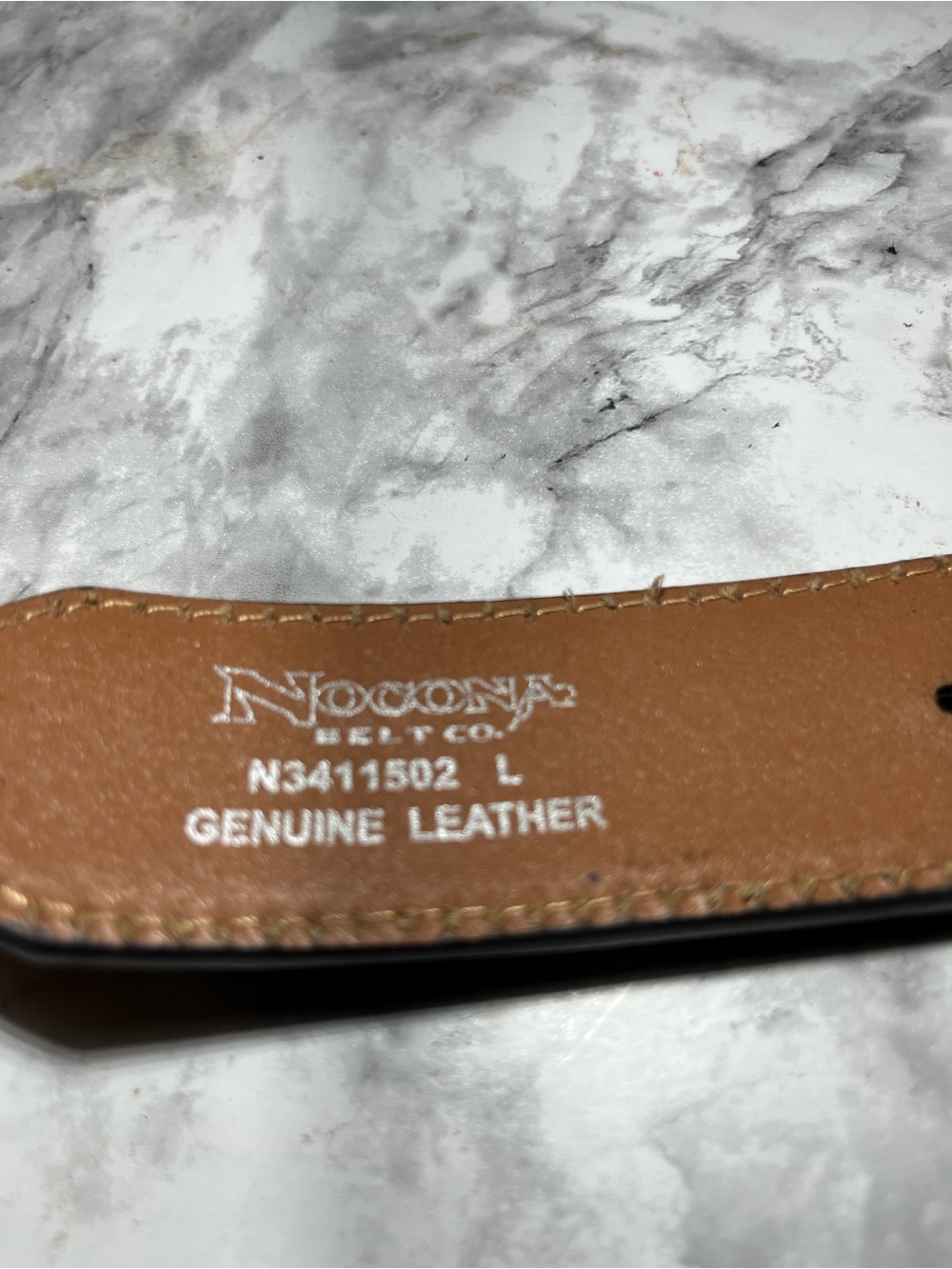 Nocona Brown Tooled Leather Belt with Ornate Silver Buckle - Picture 9 of 12